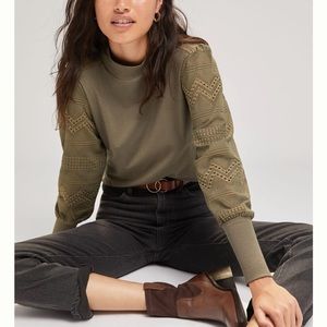 NWT Anthropologie Tiny Helen Lace Mock Neck Top / Blouse